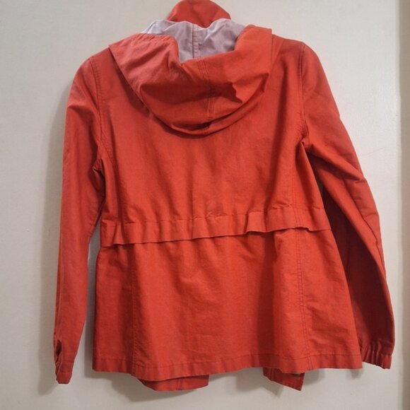 LOFT womens Orange Hooded Utility Jacket medium Anorak Drawstring Casualcore - Picture 2 of 8